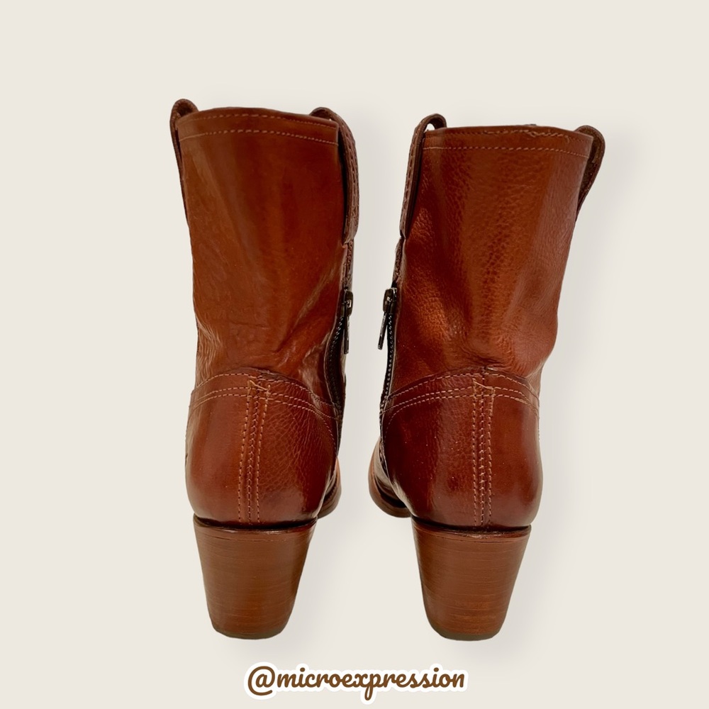 RARE Jane Trapunto Leather Short Cowboy Heel Boots - Picture 9 of 16